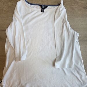 Lands' End White and Blue Trim T-Shirt